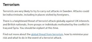 Storbritannien om terrorhotet i Sverige
